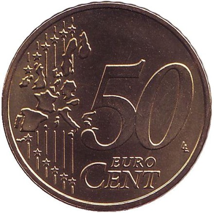 Монета 50 центов. 2002 год (J), Германия. Монета 50 центов. 2002 год (J), Германия.