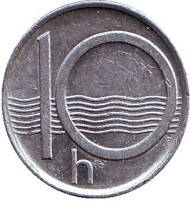 Монета 10 геллеров. 1995 год, Чехия. Монета 10 геллеров. 1995 год, Чехия.