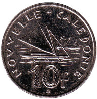 Монета 10 франков. 2003 год, Новая Каледония. Парусник. Монета 10 франков. 2003 год, Новая Каледония. Парусник.