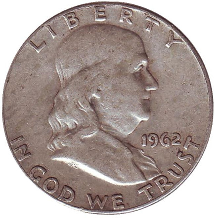 Монета 50 центов. 1962 год (D), США. Франклин.