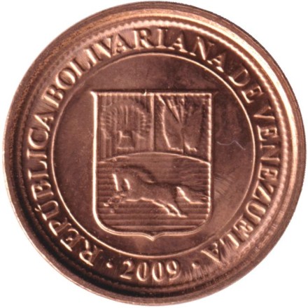 Монета 5 сентимо. 2009 год, Венесуэла.