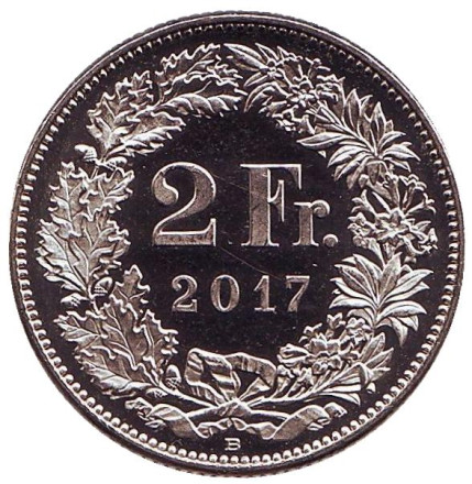 Монета 2 франка. 2017 год, Швейцария. aUNC. Гельвеция.