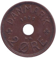 Монета 2 эре. 1931 год, Дания. Монета 2 эре. 1931 год, Дания.