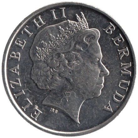 Монета 5 центов. 2019 год, Бермудские острова. Тропическая рыба (Ангел-королева).   Монета 5 центов. 2019 год, Бермудские острова. Тропическая рыба (Ангел-королева).