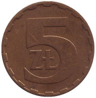 Монета 5 злотых. 1982 год, Польша. Монета 5 злотых. 1982 год, Польша.