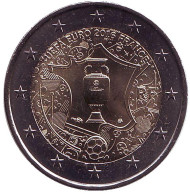 Монета 2 евро. 2016 год, Франция. Чемпионат Европы по футболу 2016 во Франции. Монета 2 евро. 2016 год, Франция. Чемпионат Европы по футболу 2016 во Франции.