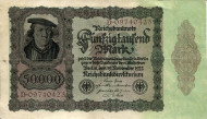 Рейхсбанкнота 50,000 марок. 1922 год, Веймарская республика.