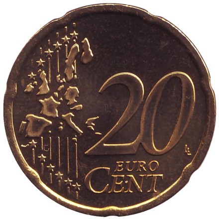 Монета 20 евроцентов. 2005 год, Ирландия. Монета 20 евроцентов. 2005 год, Ирландия.
