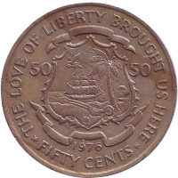 Монета 50 центов. 1976 год, Либерия.