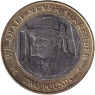 Монета 2 фунта. 2019 год, Остров Мэн. День Д. Черчилль.