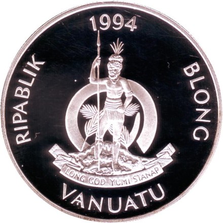 Монета 50 вату. 1994 год, Вануату. Королева Елизавета Королева мать - конец викторианской эпохи. Монета 50 вату. 1994 год, Вануату. Королева Елизавета Королева мать - конец викторианской эпохи.