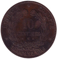 Монета 10 сантимов. 1873 год (A), Франция.
