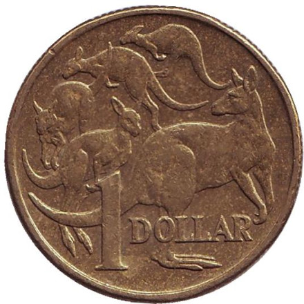 Монета 1 доллар. 2005 год, Австралия. Кенгуру.