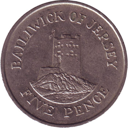 Башня Сеймура в Гровилле. Монета 5 пенсов, 1984 год, Джерси.