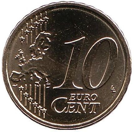 Монета 10 центов. 2018 год, Люксембург. Монета 10 центов. 2018 год, Люксембург.