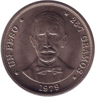 Монета 1 песо. 1979 год, Доминиканская Республика. Пабло Дуарте.