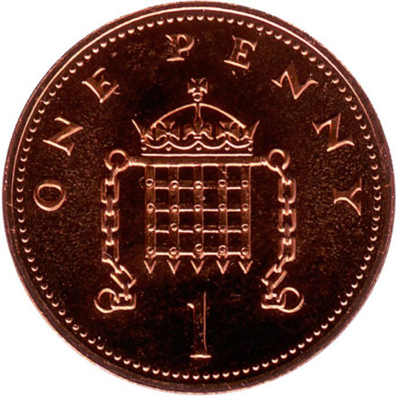 Монета 1 пенни. 1989 год, Великобритания. BU.
