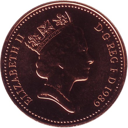 Монета 1 пенни. 1989 год, Великобритания. BU. Монета 1 пенни. 1989 год, Великобритания. BU.