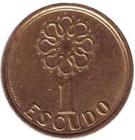 Монета 1 эскудо. 1994 год, Португалия. Монета 1 эскудо. 1994 год, Португалия.