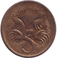 Монета 5 центов. 2005 год, Австралия. Ехидна. Монета 5 центов. 2005 год, Австралия. Ехидна.