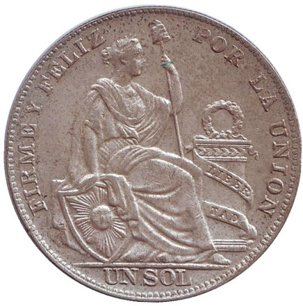 Монета 1 соль. 1934 год, Перу.
