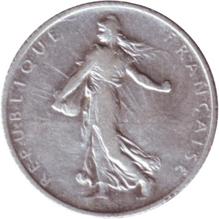 Монета 1 франк. 1910 год, Франция. Монета 1 франк. 1910 год, Франция.