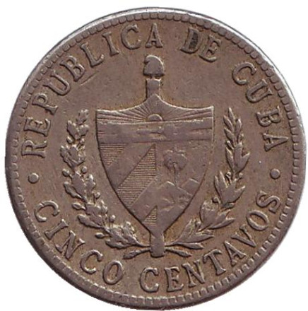 Монета 5 сентаво. 1960 год, Куба.