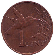 Монета 1 цент. 1981 год, Тринидад и Тобаго. Колибри. Монета 1 цент. 1981 год, Тринидад и Тобаго. Колибри.