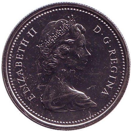 Монета 1 доллар. 1977 год, Канада. UNC. Индейцы в каноэ.