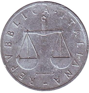 Монета 1 лира. 1953 год, Италия. Рог изобилия. Монета 1 лира. 1953 год, Италия. Рог изобилия.