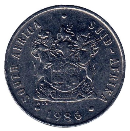 Монета 10 центов. 1986 год, Южная Африка. Алоэ. Монета 10 центов. 1986 год, Южная Африка. Алоэ.
