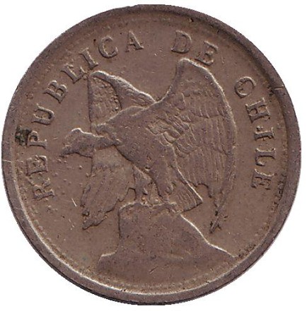Монета 20 сентаво. 1922 год, Чили.