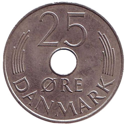Монета 25 эре. 1979 год, Дания. B;B