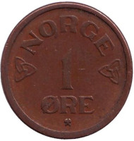 Монета 1 эре. 1955 год, Норвегия. Монета 1 эре. 1955 год, Норвегия.