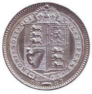 Монета 1 шиллинг. 1887 год, Великобритания. Королева Виктория. Монета 1 шиллинг. 1887 год, Великобритания. Королева Виктория.