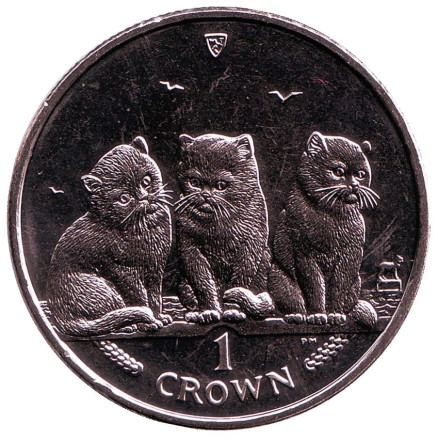 Монета 1 крона. 2006 год, Остров Мэн. Экзотическая кошка.