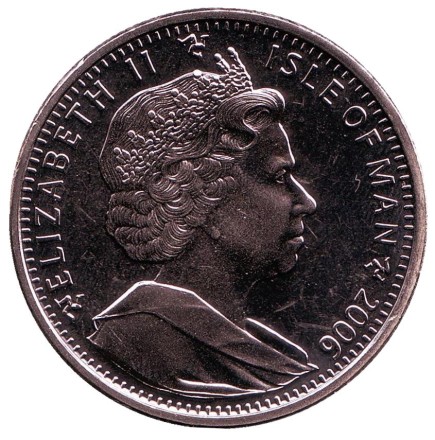 Монета 1 крона. 2006 год, Остров Мэн. Экзотическая кошка. Монета 1 крона. 2006 год, Остров Мэн. Экзотическая кошка.