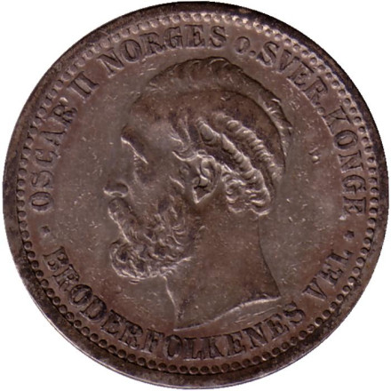 Монета 50 эре. 1893 год, Норвегия.