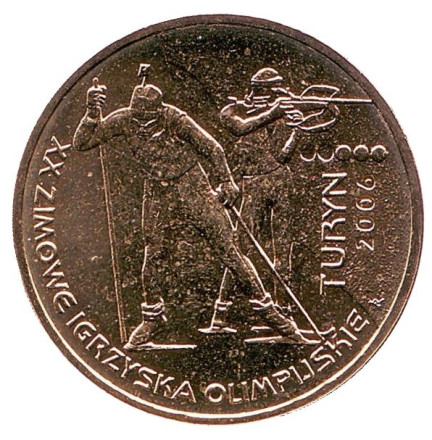 Монета 2 злотых, 2006 год, Польша. Зимние Олимпийские игры, Турин 2006.