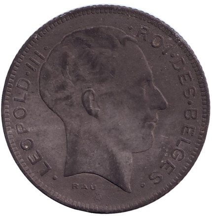 Монета 5 франков. 1945 год, Бельгия. (Des Belges)