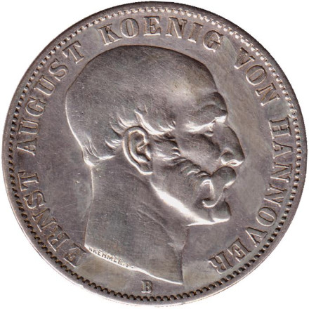 Монета 1 талер. 1851 год, Ганновер. Эрнст Август.