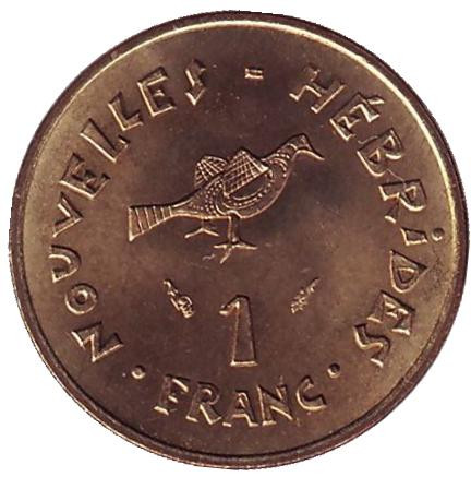 Монета 1 франк. 1979 год, Новые Гебриды. Птица Фрегат.