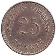 Монета 25 пенни. 1927 год, Финляндия. Монета 25 пенни. 1927 год, Финляндия.