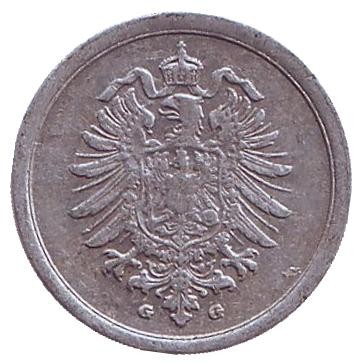 Монета 1 пфенниг. 1917 год (G), Германская империя. Монета 1 пфенниг. 1917 год (G), Германская империя.