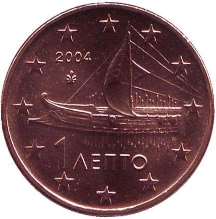 Монета 1 цент, 2004 год, Греция.