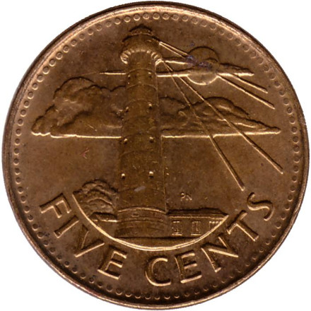 Монета 5 центов. 2017 год, Барбадос. Маяк.