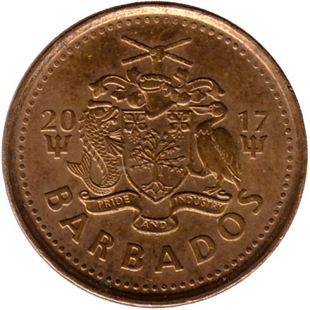 Монета 5 центов. 2017 год, Барбадос. Маяк.