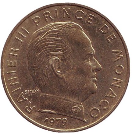 Монета 20 сантимов. 1979 год, Монако. Редкая! Из обращения. Монета 20 сантимов. 1979 год, Монако. Редкая! Из обращения.