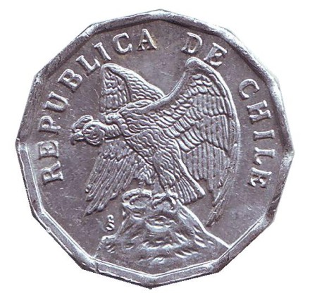 Монета 10 сентаво. 1979 год, Чили. Из обращения. Монета 10 сентаво. 1979 год, Чили. Из обращения.