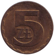 Монета 5 злотых. 1977 год, Польша. Монета 5 злотых. 1977 год, Польша.